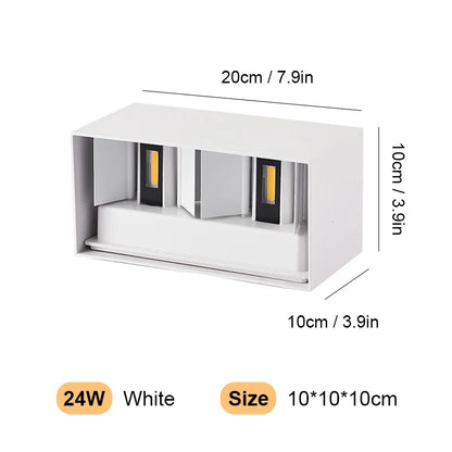 Aluminum LED Wall Lamp Outdoor Waterproof IP65 Interior Wall Light 12W24W Porch Garden Lights Living Room Street Stairs Lighting