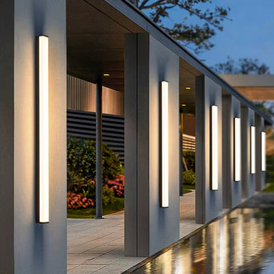 Modern Waterproof Outdoor Long Strip LED Wall Light IP65 Wrought Iron Wall Light Garden Porch Wall Light 110V 220V Lighting