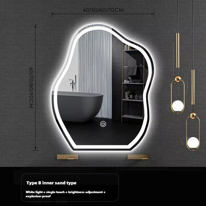 Nordic Cloud Shaped Bath Mirrors Washstand Modern Wall-Mounted Anti-Fog Luminous Smart Mirror Light Luxury Makeup LED Mirror