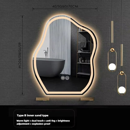 Nordic Cloud Shaped Bath Mirrors Washstand Modern Wall-Mounted Anti-Fog Luminous Smart Mirror Light Luxury Makeup LED Mirror