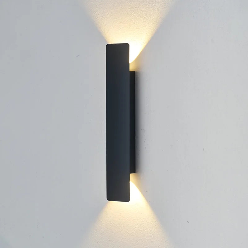 Outdoor Waterproof Wall Lamps Strip Aluminum Wall Lights 18W LED Black Wall Lamp Bedroom Exterior Outdoor Lighting Fixtures