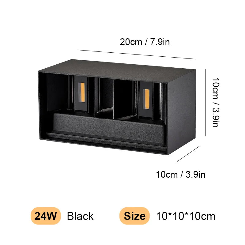 Aluminum LED Wall Lamp Outdoor Waterproof IP65 Interior Wall Light 12W24W Porch Garden Lights Living Room Street Stairs Lighting