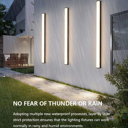 Modern Waterproof Outdoor Long Strip LED Wall Light IP65 Wrought Iron Wall Light Garden Porch Wall Light 110V 220V Lighting